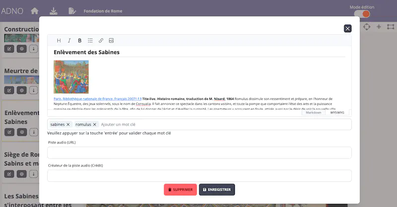 Interface d&rsquo;édition